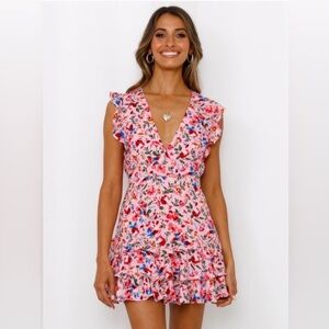 Hello Molly Far From Finished Mini Dress in Pink Floral Size 2 xs
